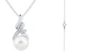 Macy's Cultured Freshwater Pearl (8mm) & Diamond Accent Swirl 18" Pendant Necklace